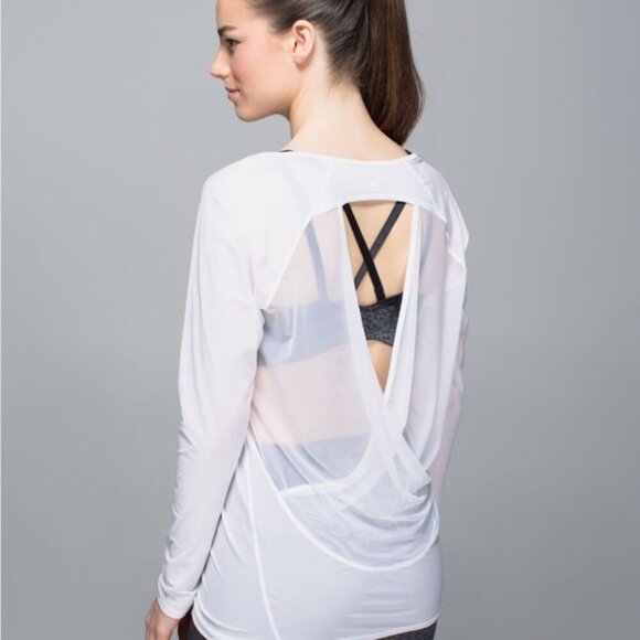Lululemon If You're Lucky Long Sleeve Tee II - White, size 10 - Picture 2 of 15